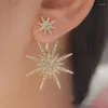 Boucles d'oreilles étalon mode coréen star ringestone double côté argent couleur argent complet boucle d'oreille en cristal pour femmes cadeaux de bijoux