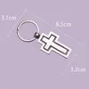 Keychains Lanyards 360 Degree Rotating Cross Keychain Fashionable Simple Hollow Metal Keyring Christian Souvenir Gift Car Key Holder Pendant