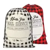 Buffalo Plaid Canvas Santa Sacks 50*70cm Christmas Christmas Papai Noel Bolsa de Bolsa de Pacotes de Bolsa de Embalagem Dom-C23-75