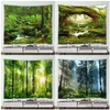 Tapestries Home Decoration Country Nature Landscape Wall Hanging Fog Tree Waterfall Landscape Tapestry Mural Green Forest Tapestry 230x180 R230812