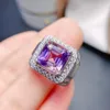 Cluster Rings Vimtage 925 Silver Men Gemstone Ring For Party 4ct 9mm VVS Grade Natural Amethyst 18K Gold Plating Crystal Jewelry Man