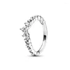 Clusterringe 2023 Ring 925 Sterling Silber Crown Shiny Rund Square Engagement Crystal Mode Exquisites Schmuck