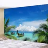 Gobeliny konfigurowalne słoneczne zielone drzewo plażowe salon dekoracja sypialni wisząca tkanina tła ściany tło