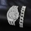 Donne dorate di moda orologi di gioielli set classici orologio da polso di lusso Roma Diamond Quartz Set Watch and Bracciale