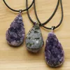 Colliers de pendentif Fashion Naturel Stone Natural Raw Ore Amethyst Water Drop Pendants Collier Collier Rope Reiki