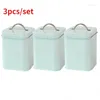 Storage Bottles Can Caddy Milk Jar Jars Lid Moisture-proof Tea Coffee Pot Cyan-blue Sealed With Creamy-white Powder 3pcs/set Bowl Sugar