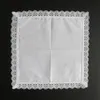 23x25cm algodão branco laço fino lenço feminino presentes de casamento festa decoração guardanapos de pano simples em branco lenço diy