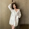 Frauen Nachtwäsche Nacht ihn Frauen Frühling Chiffon 2023 Langarm sexy Nachthemd Shirt Sommer Korean süßes Kleid Zuhause Zuhause