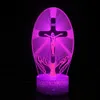 Nighdn Cross 3d Night Light Light Gesù illusione Lampada ologramma ha guidato il miglior regalo di compleanno cristiano per uomini religiosi uomini presenti HKD230812