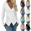 Kvinnors tröjor Sticked Pullover V Neck Light Chiffon Bluses For Women Knack Down Work Blus Womens