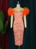Plus size jurken bloemen gedrukte maat 4xl vrouwen bloemblaadjes oranje rood patchtail party outfits voor dames Afrikaanse jurken 230811
