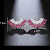 Stud Earrings Trendy Pink Angel Feather Pure Handmade Creativity Cubic Zircon Earings For Women Fashion Jewelry 2023