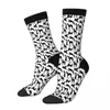 Chaussettes masculines coulant debout coignons assis noir sur blanc Geryhound Greyhounds chien masculin masculin femmes bassages d'hiver polyester