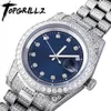 Autres montres TOPGRILLZ Iced Presidential Mens Watch Luxury 18K White Gold Inneildless Steel Watch with Zirconia 230811