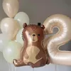 Decoração selva urso coelho folha balões caramelo creme número chá de bebê crianças aniversário diy decoração bolas