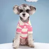 犬の服の頂上シャツポロシャツ夏のドレス通気性ストライプペットTシャツ犬コスチューム犬子犬のためのソフトプルオーバースーツhkd230812