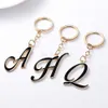 Keychains Lanyards Black 26 English Letter Key Chain Creative Character Car Keyring Fashion Charm Ladies Bag Pendant Accessories Gifts