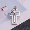 Keychains Lanyards 360 Degree Rotating Cross Keychain Fashionable Simple Hollow Metal Keyring Christian Souvenir Gift Car Key Holder Pendant