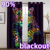 Ren gardiner 3D digital tryck roligt svarta djur 2 stycken tunna för vardagsrum sovrum fönster drapera dekor 230812