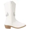أحذية Unishuni Girls Boots Child White Boots Kids -Heeled -High Leather Boots Boots Cowboy Boots for Girl Western Glitter Boot 230811