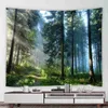 Tapestries Home Decoration Country Nature Landscape Wall Hanging Fog Tree Waterfall Landscape Tapestry Mural Green Forest Tapestry 230x180 R230812