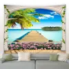 Tapestries Beach Outside The Window Printed Tapestry Sea Ocean Landscape Hippie Wall Hanging Tapestries Art Decor Blanket R230812