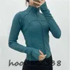 Lu Autumn Winter New Zipper Jacket Quick-Drying Yoga Clothes Long-Sleeve Thumb Hole Training Running Jacket Women Slim Fitness Coat