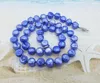 Girocollo super bello! Collana di perle barocche da 9 mm blu blu fresco. 18 pollici