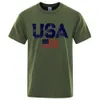 Herren-T-Shirts Vintage USA Flag Street Print Männliche T-Shirts Hochwertige T-Shirt-Sommer-Cotton-Baumwolltops Hip Hop atmungsaktive T-Shirt 230812