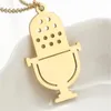 Everfast Wholesale 10pc / Lot Funny Karyoke Microphone Shape Charms Pendants en acier inoxydable Colliers KTV Signe Femmes Girls Aimé Bijoux de mode Cadeau