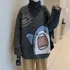 Męskie swetry mężczyźni Turtlelecks Sweater Shark Men Winter patchwor