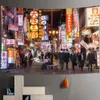 Tapisseries murales suspendues de la vie nocturne métropolitaine de Tokyo, décoration de chambre à coucher, feuille imprimée Hippie décorative