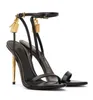 Elegant Woman DeSinger Sandals Padlock Pointed Black Shoes Lock Key Metal Slim High Heels 100mm Sexy Women's Wedding Dress UUU35-43 cool