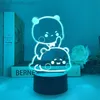 7/16色Bubu dudu LED NIGHT LIGHT PANDA BEARアクリルフィギュアランプ漫画ナイトライトホームデコレーションギフトHKD230812