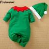 Rompers Prowow My First Christmas Baby Romper Santa Claus Cosplay Clothes Xmas Jumpsuit For Kids Happy Year Costume Baby 230812