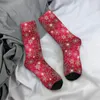 Herensokken Compressie Pink Snowflakes Vintage Harajuku Kerststreet Stijl Nieuwheid naadloze bemanning Crazy Sock Gift Dprinted