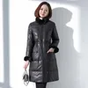 Women's Leather Jacket 90% White Duck Down Winter Collar Coat Female Real Sheepskin Jackets Wom2023