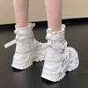 Boots Fashion Women Chunky Platform Motorcycle Boots White Lace Up Loble Bottom The Woman Осень зимняя лодыжка Botas de Mujer 230811