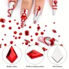 Réthinons à ongles plates multiples 3D, Gemmes à ongles rouges verre AB Kit de strass de cristal avec stylo de cueillette et pince à ongles