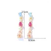 Pendientes colgantes impresionantes Zirconia multicolor Big banquete de boda nupcial para mujeres joyas de color de oro