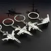 Keychains Lanyards Aircraft Key Chain Combat Plan Model Car Key Ring Creative Metal Fighter Pendant Accessories Boy Man's Favorite Exquisite Gift