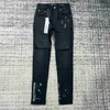 Дизайнерские джинсы Мужские фиолетовые штаны разрывали прямые регулярные слезы, вымытые старые длинные отверстия 30-38 LQ3E