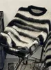Kadın Sweaters Syiwidii ​​Çizgili Kazak Kadınlar Sonbahar Kış 2023 Moda Vintage Uzun Kollu Külot Sıradan Gevşek Örgü O Boyun Jumper'ları