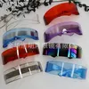 Cyberpunk Future Sense of Science and Technology One Glasses Trampody Shake Tone Rede Reda Red Girl Bar Party Sunglasses