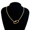 قلادة قلادة قوية carabiner snap hook Charm Women Heavy Rolo Cable Necklace Stainless Steel Gold Clowbing Clasp Clasp Long