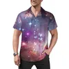 Camisas casuais masculinas Galaxy Design Mermaid Print Beach Shirt Hawaii Y2K Blouses Men Graphic Plus Tamanho