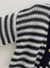 Womens Sweaters Designers retro horizontal striped hairhair and alpaca knit cardigan coat for womens autumnwinter fashion luxury top 230811
