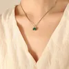 Ketting oorbellen set sierlijke kubus smaragd earring trendy elegant goud vergulde groene kristallen hoepel en hangerse sieraden