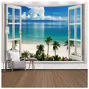 Tapisseries fenêtre paysage tapisserie mur suspendu arbre tropical tapisseries art décoration home décoration mer
