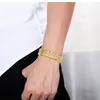 Link Bracelets Men's Gold Color 16mm Width Chain Bangle 8 Inch Wristband Pulsera Homme Vintage Jewelry Accessories Party Gifts Bijoux